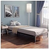 Dreamzie Bett 90x190 aus Metall - Bett 190x90 für Matratze Einzelbett, Höche 35 cm - Großer Stauraum, Leicht zu Montieren und Stabil - Schwarzer Lattenrost