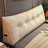 RAKTOV Bequemes Lendenwirbelbett Kissen Lesen Rückenlehne Kissen Dreieckiges Kopfteil Kissen Bett Keilkissen Großes Lesekissen für Erkerfenster Tatami Sofa Schlafzimmer, 150 x 50 x 20 cm, Beige