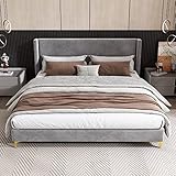 JXJXZ Polsterbett Doppelbett Samt Bett mit Lattenrost, hohes Kopfteil, gepolstertes Kopfteil (180x200cm ohen Sitzbank)