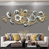 BNHXT Wanddeko Metall,3D Wandschmuck Wanddeko Wandverzierung Dekoration Ginkgo Wandbild aus Metall Blätter Dekor für Wohnzimmer Hotel Hintergrund Wandverzierungen,127 * 44cm