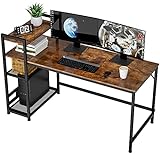 HOMIDEC Schreibtisch, Computertisch mit Bücherregal, Studiencomputer-Laptoptisch mit 4 Tier DIY Lagerregalen Schreiben Tisch für Home Office Schlafzimmer 140x60x110cm