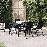 Yolola Sitzgruppe sitzgarnitur Set Stahl gartenmöbel Set 5 TLG-4 stühle mit Tisch esstisch mit 4 stühlen Balkonmöbel Set terrassenmöbel Garten Terrasse Balkon Set-Schwarz-5-tlg