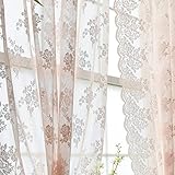 Kotile Blush Lace Vorhänge 84 Zoll Lang 2 Panels Set, Country Floral Sheer Lace Vorhänge für Mädchen Schlafzimmer, Privatsphäre Ösen Spitze Durchsichtige Vorhänge für Fenster, 132 x 213 cm, Blush Pink