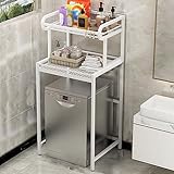 Regal Für Badezimmer Stehend Schmal, Kostenlose Haken und Wäscheständer aus Edelstahl, Starke Tragfähigkeit, Wasserdicht und Rostfrei, Platzsparend, Toilettenständer ( Color : White , Size : 2 LAYER_C