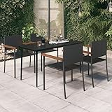 RAUGAJ Gartenmöbel-Set, 5-teilig, Schwarz, Artikelfarbe: Schwarz