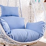 TONPOP Hängende Eierstuhlkissen, Schmutzabweisendes Material, Hängekorb-Stuhlkissen Mit Kopfstütze, Schaukelstuhlkissen Für Den Außenbereich, Terrasse, Garten, Blau Blue