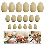 Oblique Unique® Holzeier 18er Set Holz Ostereier Deko Eier für den Osterkorb Dekoration aus Echtholz für Ostern oder zum Basteln mit Kindern Osterdeko