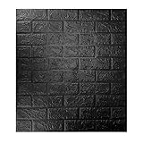 Art3dwallpanels 10 Stück 3D Wandpaneele Selbstklebend Tapete Ziegel, 77 x 70 cm Steinoptik Tapete Wasserdicht Wandaufkleber, Schwarz Wandtapete Schaumstoff für Wanddekoration, deckt ca. 5,3 m²