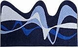 Grund KARIM RASHID Exklusiver Designer Badteppich 100% Polyacryl, ultra soft, rutschfest, ÖKO-TEX-zertifiziert, 5 Jahre Garantie, KARIM 19, Badematte 75x120 cm, blau