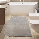 Badezimmer Teppich runde Ecken weich in sandfarbe Größe 60x100 cm
