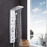 Duschsystem 5 Funktionen Duschpaneel Brauseset Duschsäulen aus Edelstahl mit Handbrause Wasserfall Regenduschkopf und Wanneneinlauf mit