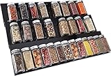 Ouinne Gewürzregal Schublade, 8 Stück Gewürzhalter mit rutschfester Textur und Noppen, Schwarz Adjustierbarer Gewürz Organizer, Gewürzeinsatz für Spice Rack Organizer Schublade