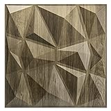 Art3d Texturen 3D Wandpaneele Holz Diamant Design für Innenwand Dekor Packung mit 12 Fliesen 3 ㎡ PVC