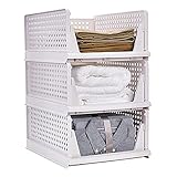 Faltbar Kleiderschrank Aufbewahrungsboxen Organizer Regal Schrank für Küche,Schlafzimmer Badezimmer (Weiß, 3er)