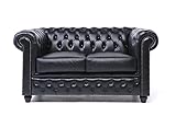 The Chesterfield Brand Chesterfield Sofa Brighton 2 Sitzer | 100% Leder, handgefertigt, Original Chesterfield | Breite 150 cm (Schwarz)