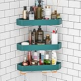 NOOLAR Eck-Duschregal, Badezimmer-Organizer, selbstklebendes Küchenregal ohne Bohren, Aufbewahrungsregal aus Aluminium, rostfreier Badezimmerkorb mit Haken (Größe: Style2) (Size : Style4)