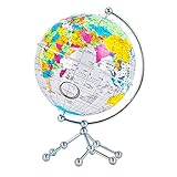 TEmkin Weltkugel, 7,8 Zoll, klare Acryl-Weltkugel, 30,5 cm hohe Tischplatte, 360-Grad-Drehung, Erdkugel, Erdkugel mit Metallstativ für Schreibtisch-Globen-Dekoration