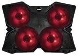 xtrempro tragbar Metall Mesh Laptop Kühler Pad, 4 leise Fans W/rote LED Licht, höhenverstellbar, 2 USB-Schnittstelle W/SPEED CONTROL SWITCH, rutschhemmend – Schwarz (11148)