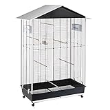 Ferplast Vogelkäfig, Vogelvoliere NOTA Large Kanarienvogel, Zebrafinken, Wellensittiche, aus Metal, Dach aus Aluminium, Inkl. Zubehör Sitzstangen Drehbare Futternäpfe Räder, 111 x 66.5 x h 167 cm