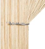 AIZESI Retro Fadenvorhang Insektenschutz Türvorhang 90x 200cm Trennwand Fenster Vorhang(Champagne)