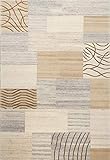 THEKO | Moderner Teppich aus 100% Schurwolle mit Muster | aufwändig handgetuftet | Natur Grau | 300x400 cm | Royal Natur