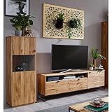 Wohnwand Schrankwand - TV Lowboard mit Highboard - in Wildeiche massiv geölt, B/H/T ca. 260/140/40 cm