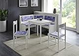 moebelstore24 Eckbankgruppe BALINGEN Buche massiv weiß,2 x Stuhl
