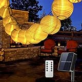 Qxmcov Solar Lichterkette Lampion Außen, Solar Lichterkette Aussen 30 LED Laternen 8 Modi Wasserdicht Solar Beleuchtung für Garten, Balkon,Party Deko Warmweiß