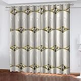 TEMKIN Vorhang Blickdicht Schlaufen, 3D Goldene Kreative Kunst Muster Ösenvorhang 2Er Set, Verdunkelungsvorhang Schlafzimmer Mit Ösen, Thermogardine Wohnzimmer Modern Fensterdekoration 260X280cm