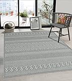 the carpet Calgary - robuster Teppich, Flachgewebe, modernes Design, ideal für Küche und Esszimmer, Vintage-Optik, Boho-Style, besonders flach, auch für den Außenbereich, Grau-Uni, 80 x 150 cm