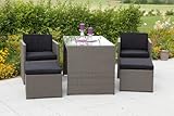 MERXX 11-tlg. Gartenmöbelset Merano, 2 Sessel, 2 Hocker, 1 Tisch 128x70 cm, Polyrattan, natur grau