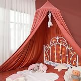 Surwin Betthimmel Madchen Jungen Babybett Doppelbett, Nordic Vintage Moskitonetz Baldachin Kinderzimmer Einzelbett Himmel Schlafzimmer Dekoration Spielzelte Kinder Geschenk (Orange)