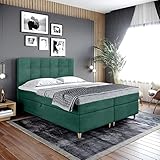 Boxspringbett Dante - Doppelbett, Bett mit Bonellmatratze und Topper, 2 Bettkästen für Bettwäsche, Polsterbett, Modern, Elegant, Schlafzimmer, Schlafzimmermöbel, Schlafzimmerbett (180x200, Grün)