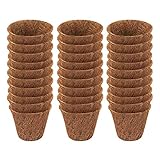 Kokosnuss-Töpfe für Pflanzen, 20 X 10 X 5, 30 Stück, Kokosnuss-Samen-Starter-Töpfe, Samenkeimung, Biologisch Abbaubare Kindergarten-Töpfe für Heimgarten-Werkzeug (braun)