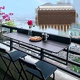 AMSXNOO Balkontisch klappbar, Balkonhängetisch Geländer Verstellbar Metall Klapptisch Wandklapptisch, Outdoor-Tisch Hängetisch für Kaffeetisch Terrasse Camping Gartentisch (Farbe : Curry)