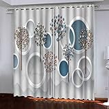 BONDIJ Vorhänge Blickdicht Verdunkelungsvorhang Gardinen Mit Ösen 220X264cm(HxB) 2Er Set 3D Europäische Minimalistische Geometrie Druck Schlafzimmer Wohnzimmer Fensterdekoration Schallschutz Vorhang