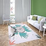 Teppich Wohnzimmer 120X170 Eule Teppich Kurzflor Schlafzimmer,Teppiche Moderne,Carpet Für Wohnzimmer Küche Esstisch,Teppich Waschbar