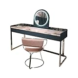 PERTID Schminktisch-Set, Marmor-Kommode, Schlafzimmer, Edelstahl, Schminktisch mit beleuchtetem Spiegel, Schlafzimmer-Waschtisch, Schreibtisch (Farbe: Grau, Größe: 150 cm) (Gold 135 cm)