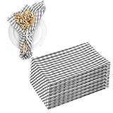 RANJIMA 8er Stoffservietten,Servietten Stoff 100% Baumwolle Skandinavischen Landhausstil Kariertes Serviettentuch,45x45cm Servietten für Hochzeit Tischdeko,Weihnachten,Geburtstag,Café,Partys-Grau