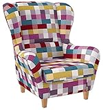 Supellex Ohrensessel »Sofia«, Design Patchwork, kariert, bunt Fancy (Design-Nr.: 5088), wahlweise mit Hocker