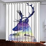 WIRMEC Gardinen Wohnzimmer - 3D Lila Sternelch Muster Verdunkelungsvorhang Mit Ösen - Vorhänge Blickdicht 2Er Set H 232 X B 264 cm Vorhang Wärmeisolierend Schlafzimmer Kinderzimmer Fensterdekoration