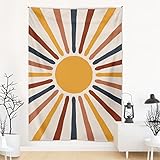 VIONNPPT Vintage Regenbogen Wandteppich Abstrakte Kunst Sonne Mond Hippie Wandbehang, Boho Wand Hängender Tapisserie, Groß Wandkunst Decke für Schlafzimmer Wohnheim (Sonne,130cmx150cm)