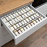 SZJHXIN Gewürzregal-Schublade, verstellbarer Gewürz-Organizer für Küchenschränke, Schubladen, Gewürzregal, Tablett, Einsatz erweiterbar von 33 cm bis 66 cm, 6 Stück