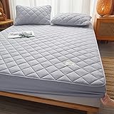 Wasserbett Boxspringbett Spannbettlaken 100 * 200 cm 1 STÜCKE, Hotel Solide Gesteppte Matratzenschoner, Tagesdecke Schlafsaal Bettlaken Heimtextilien Wohnung Plaid Hellgrau