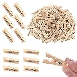 100 Stück Natur Kleine Holzklammern, Deko Wäscheklammern Mini, Natürliche Zierklammern für DIY, Holzklammern Klein für Fotos, Fotowand, Postkarten, Briefen