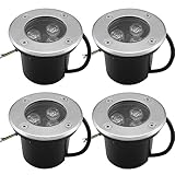 4PCS LED Embedded Buried Lampe - LED Bodenstrahler Außen, 3W Aussen Bodeneinbaustrahler, IP67 Wasserdicht LED-Landschaftsleuchte, 280 Lumen Für Den Außenbereich, Garten-Bodenleuchte ( Color : Warm Whi