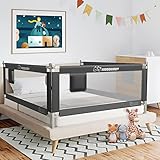 Kidsbuddy Baby Bettgitter Rausfallschutz Boxspringbett Klappbar Bettschutzgitter Höhenverstellbar Babybettgitter Kinderbettgitter 150cm Dunkelgrau 1 Seite