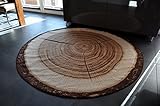 Design Teppich rund oder rechteckig Holz Baumstamm Holzmuster Baumscheibe (HR-2 200 cm)