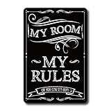 My Room My Rules Decor - 8 x 12 Metall-Blechschild Cute Stuff for Room - Room Rules Sign for Teen Girls or You Can Get Out - Niedliche Poster für Mädchenzimmer