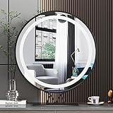 WRJAHCG Kosmetikspiegel mit LED Beleuchtung, Runder Schminkspiegel, Touch-Steuerung Tischspiegel, Schminkspiegel mit Dimmbaren LED und 3 Farbe Licht, für Zuhause und Badezimmer,Schwarz,45CM/17.7''
